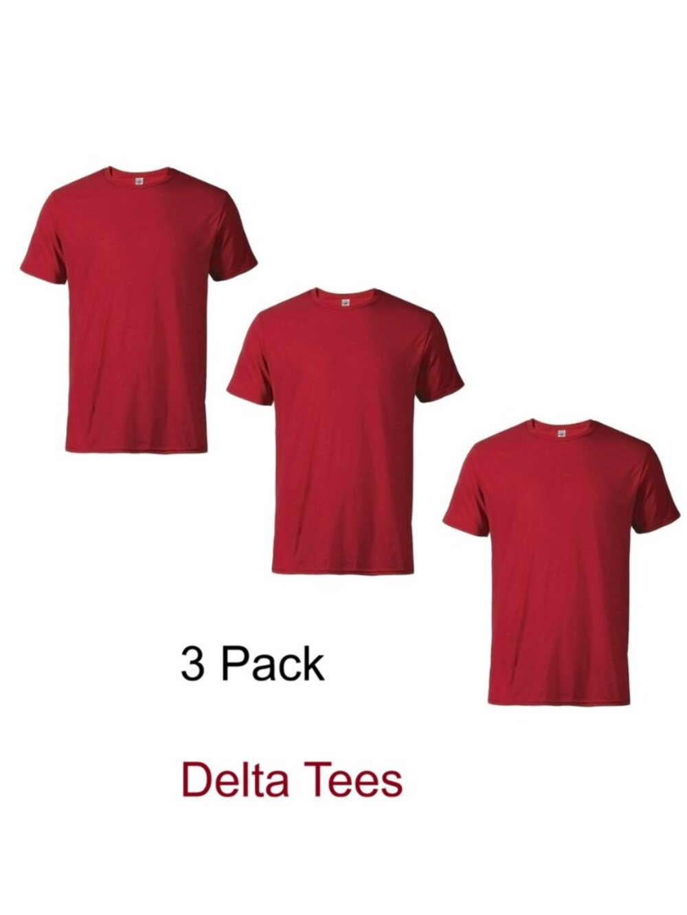 3 Pack Youth Delta Pro Weight Tee - Red - Medium